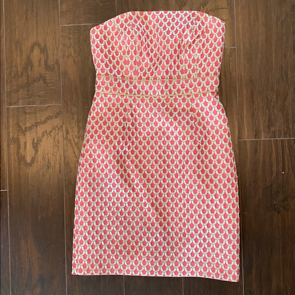 Lilly Pulitzer pink/gold strapless cocktail dress